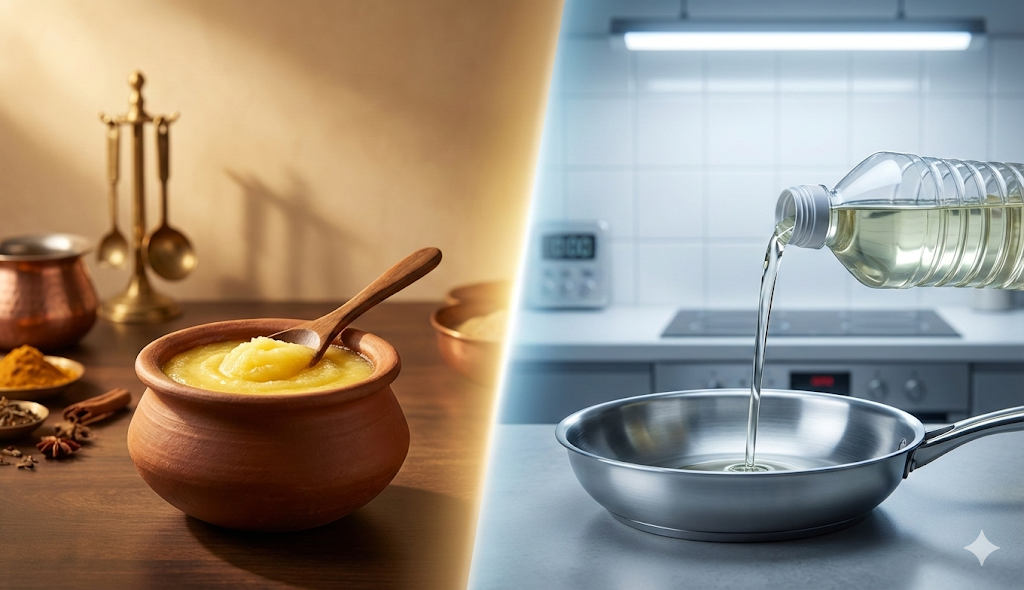 Ghee vs Refined Oil - Complete Health Comparison for Indian Cooking