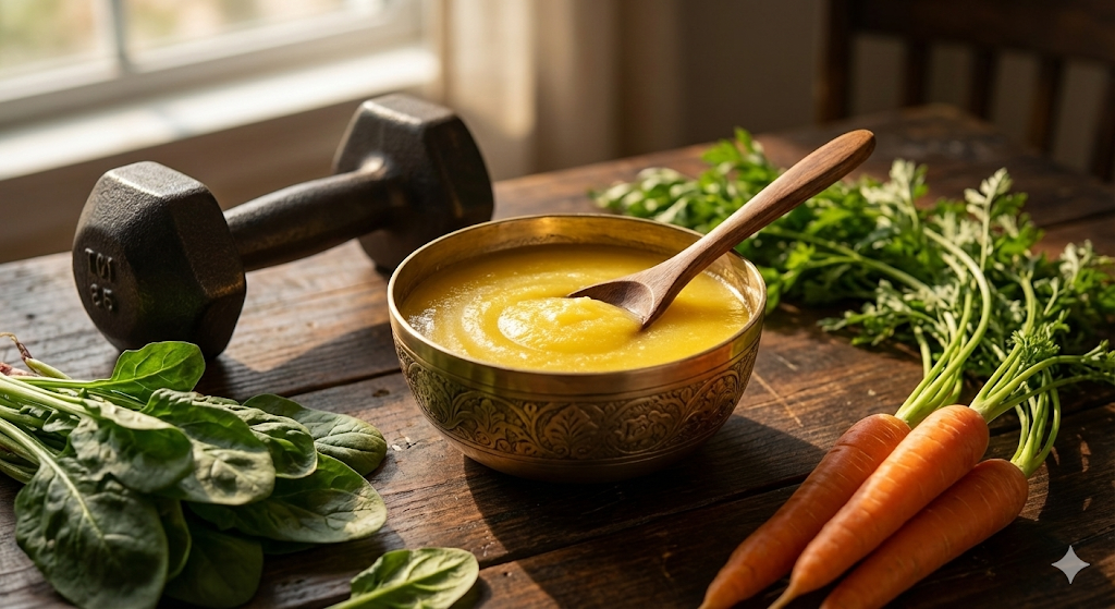 Ghee for Testosterone and Male Fertility - Pure A2 Ghee in Traditional Brass Bowl