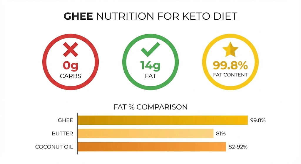Ghee Keto Macros - Zero carbs, 14g fat per tablespoon, perfect for ketogenic diet