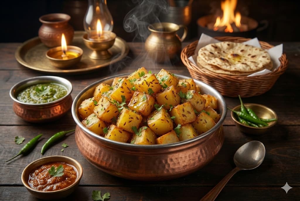 Jeera Aloo Recipe - Dhaba Style Cumin Potatoes Roasted in Pure Ghee