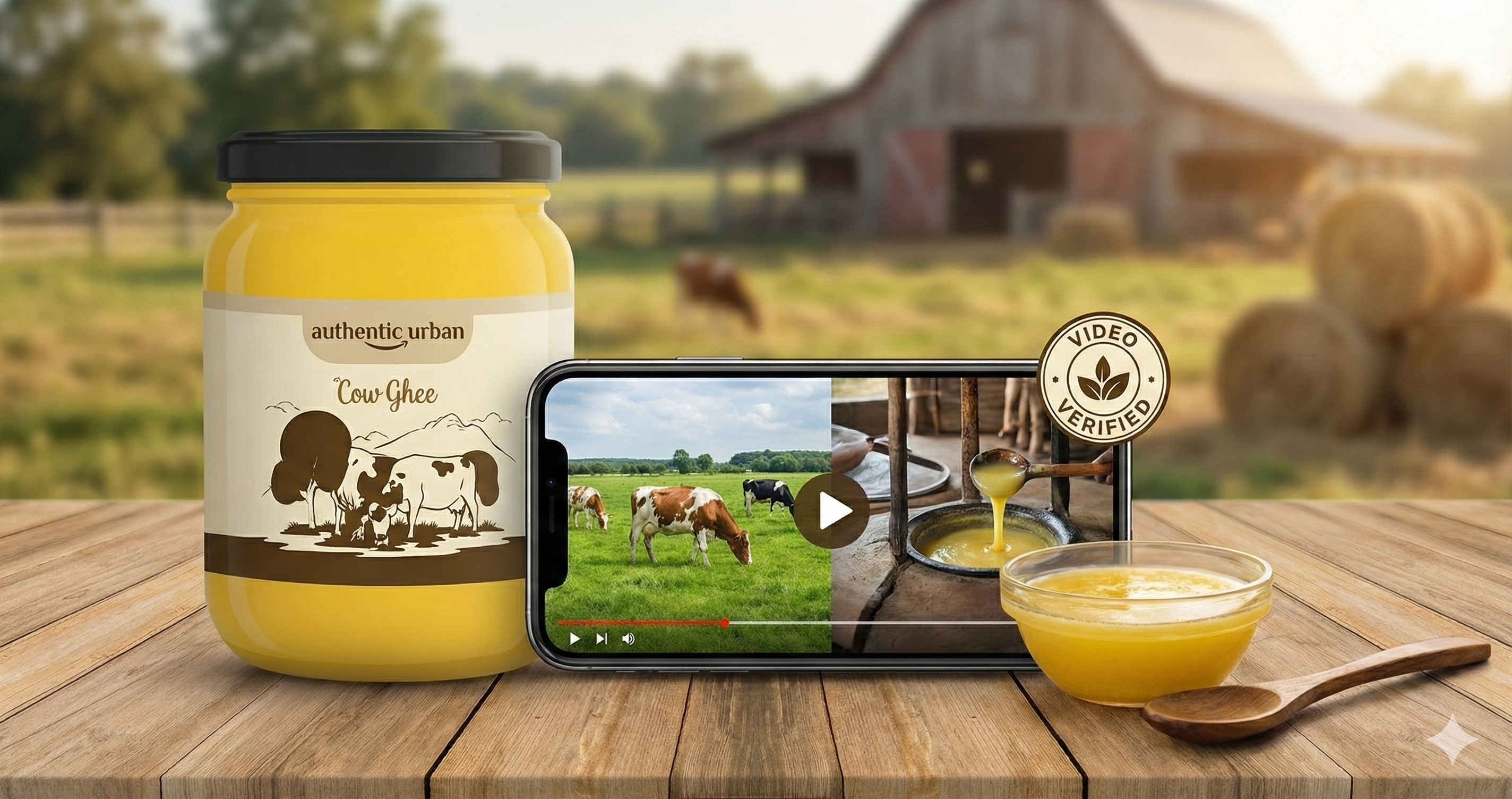 Video-verified ghee with complete transparency - farm to table, 100% purity guarantee, trust you can see with visual proof