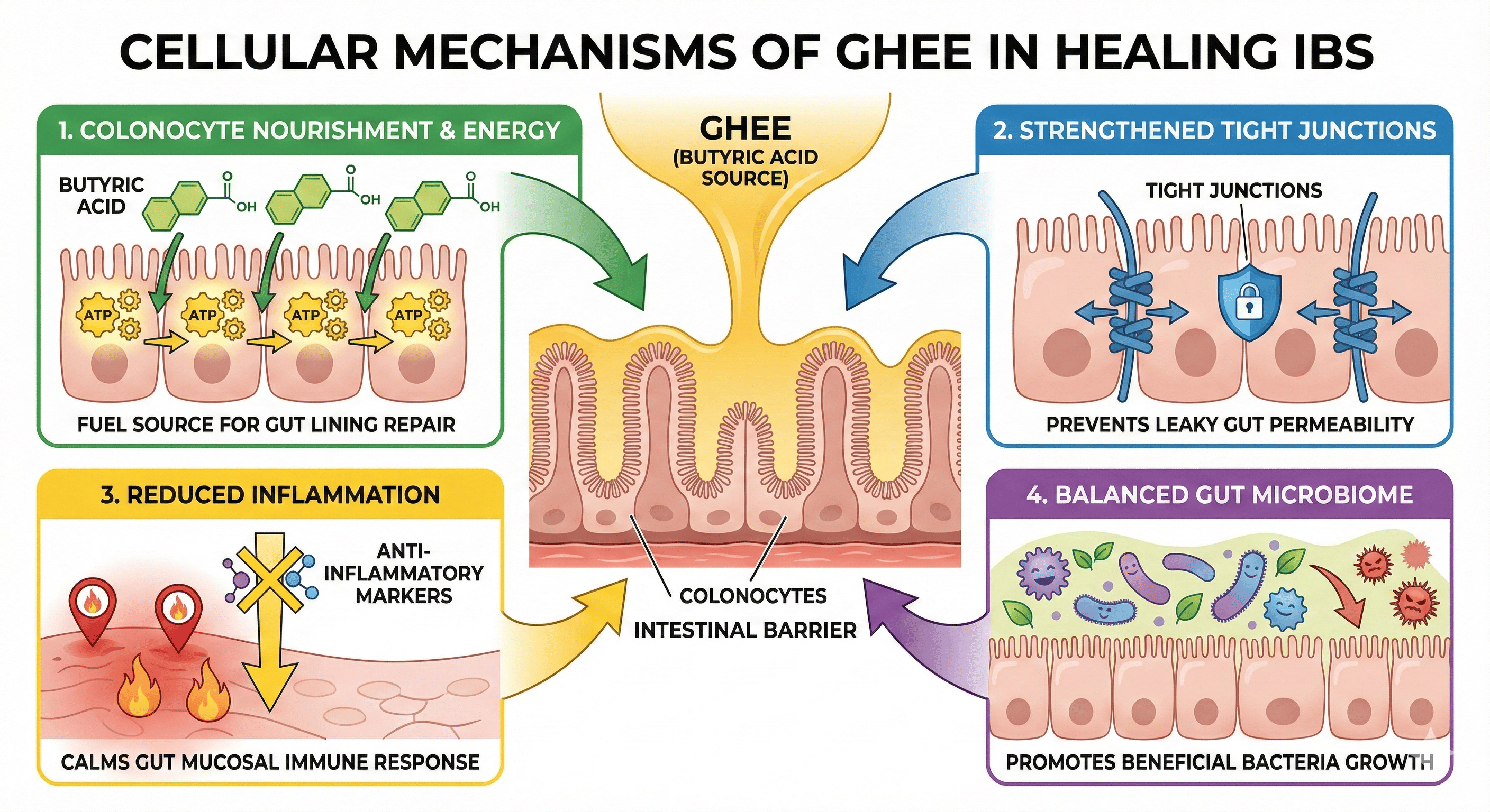 How Ghee Heals IBS - Butyric Acid, Gut Barrier, and Inflammation Reduction