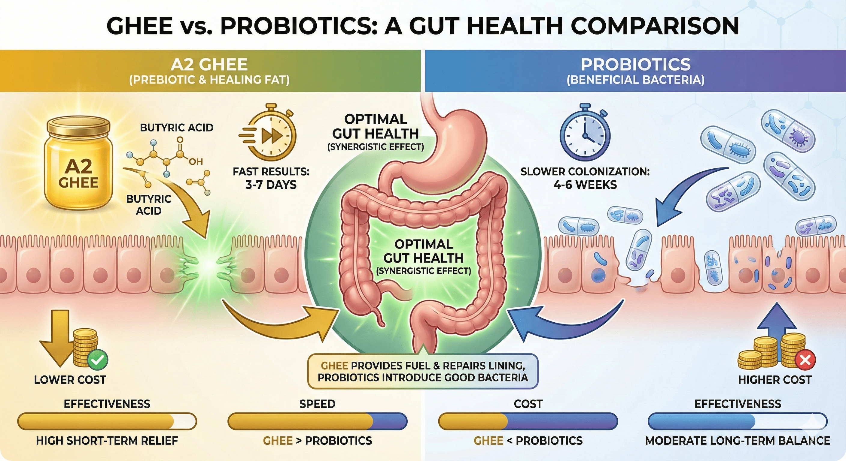 Ghee vs Probiotics - Science-Backed Comparison for Gut Health