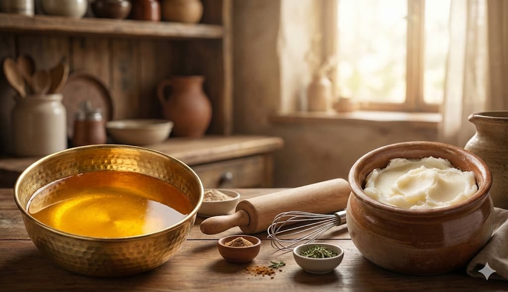 Ghee vs Lard Comparison - Traditional Cooking Fats for Baking and Frying