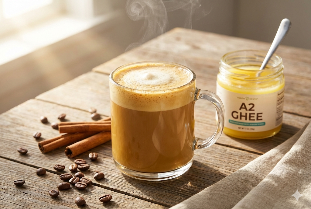 Bulletproof Coffee with Ghee - Creamy keto coffee made with pure A2 ghee for sustained energy and mental clarity