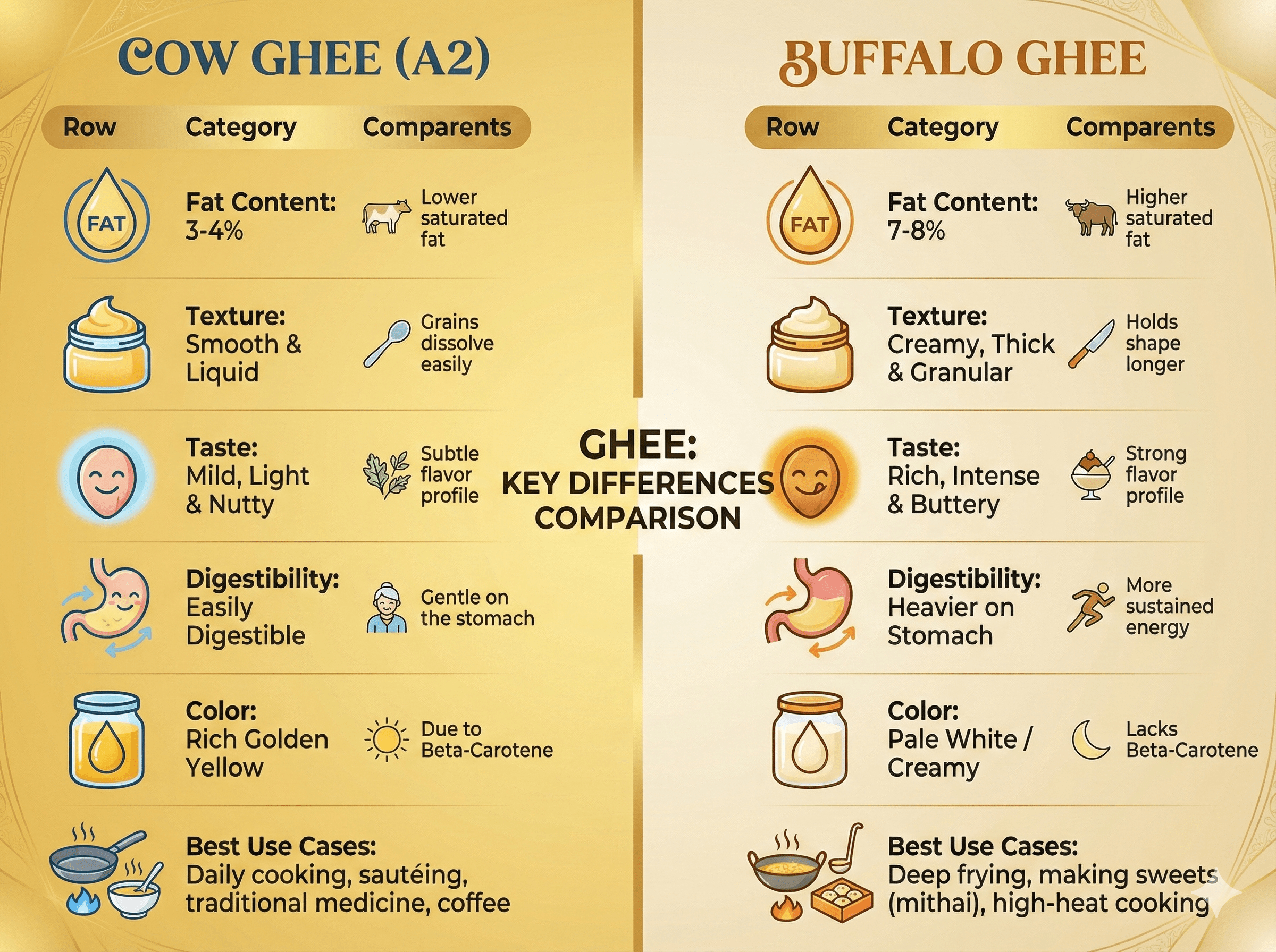 Cow Ghee vs Buffalo Ghee - Key Differences Comparison