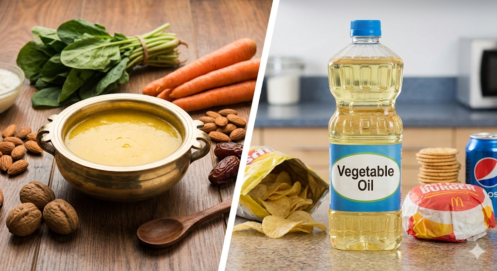 Ghee vs Vegetable Oil - Complete Health Comparison