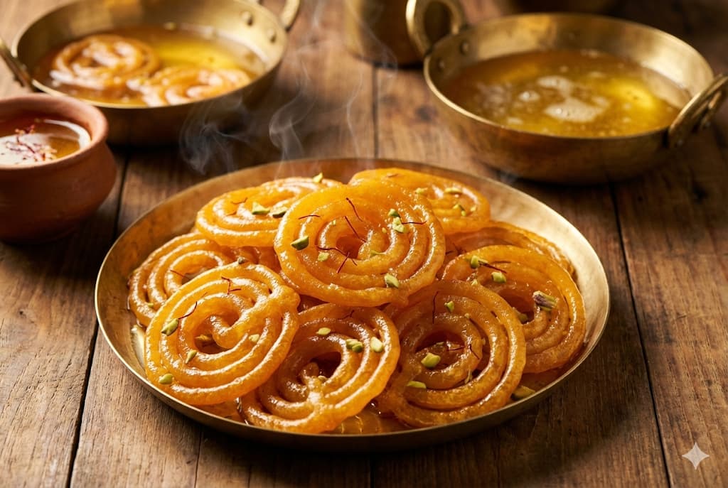 Authentic Desi Ghee Jalebi Recipe - Crispy Spiral Indian Sweet Fried in Pure Ghee