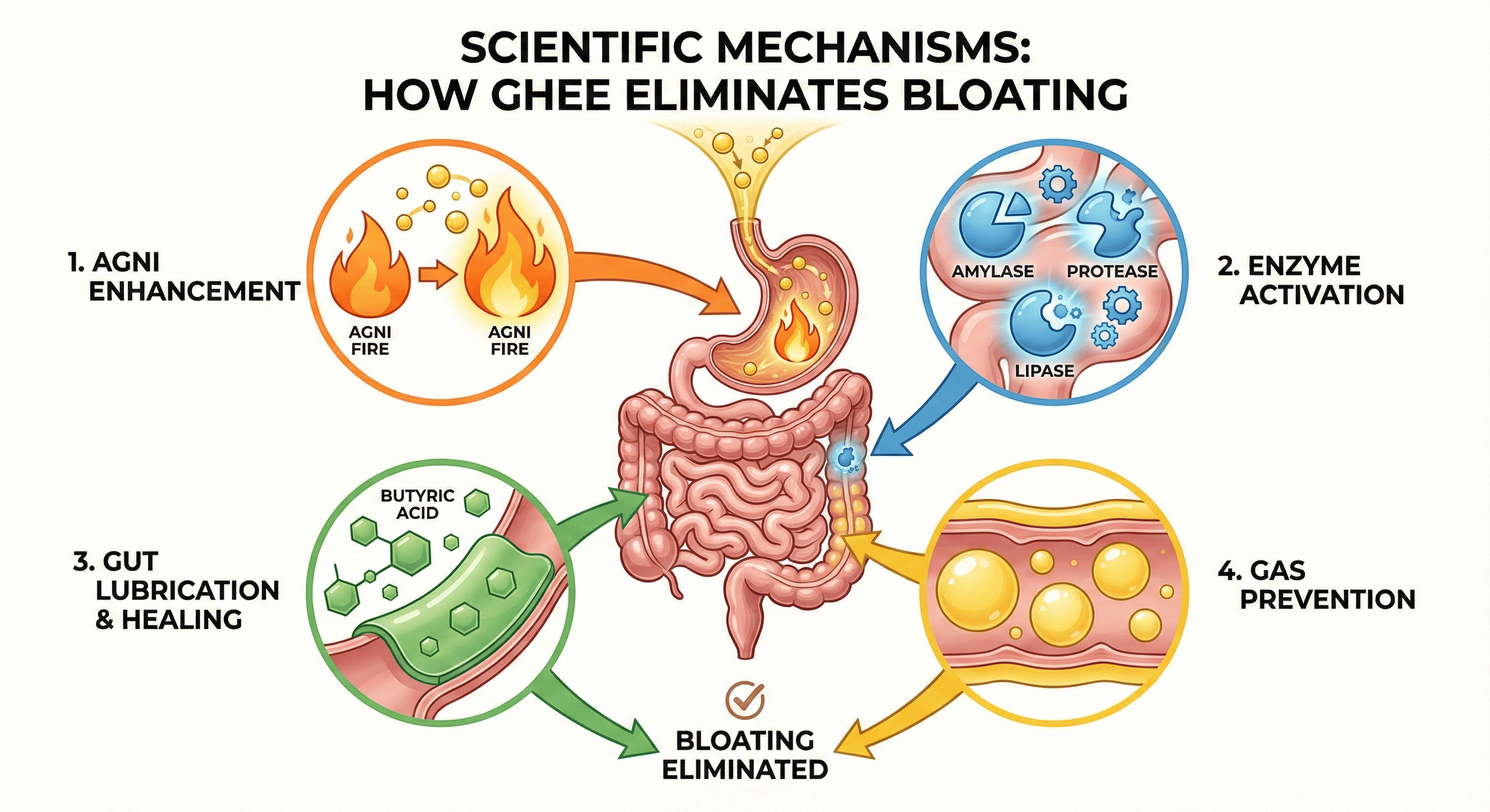 How Ghee Eliminates Bloating - Agni Enhancement and Digestive Benefits