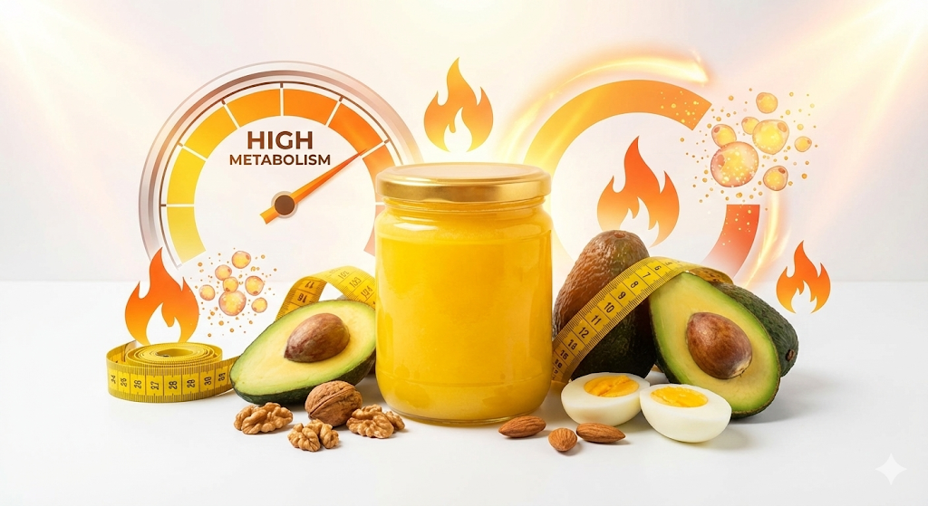 Ghee for Metabolism Boost - A2 Cow Ghee with metabolic rate visualization