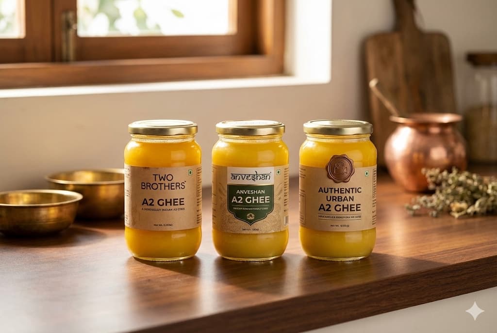 Two Brothers vs Anveshan vs Authentic Urban - Premium A2 Ghee Comparison