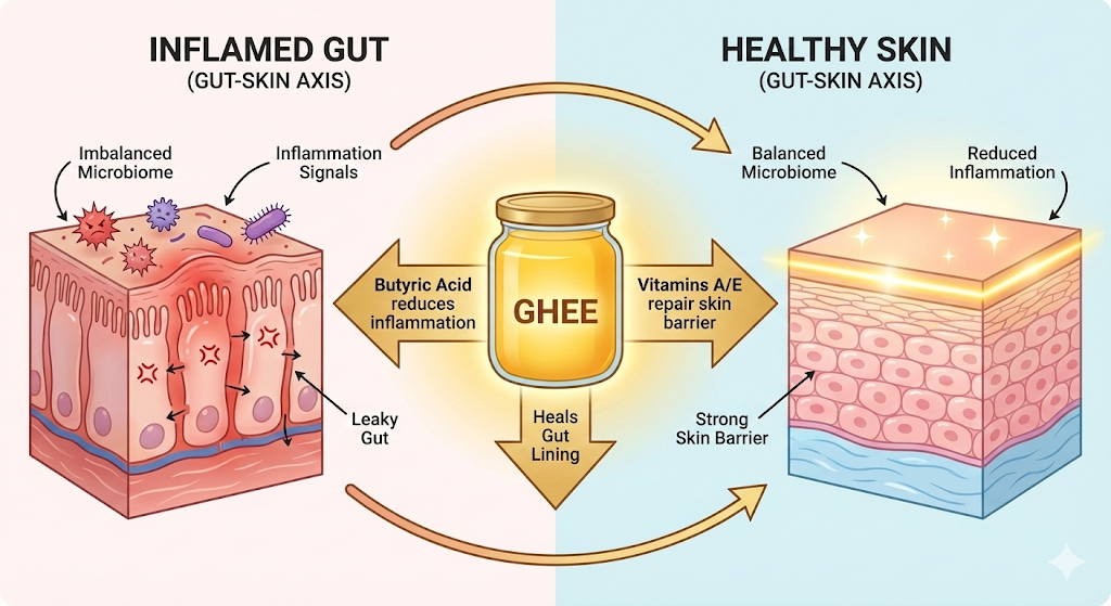 Gut-Skin Axis - How ghee heals eczema by reducing gut inflammation and repairing skin barrier