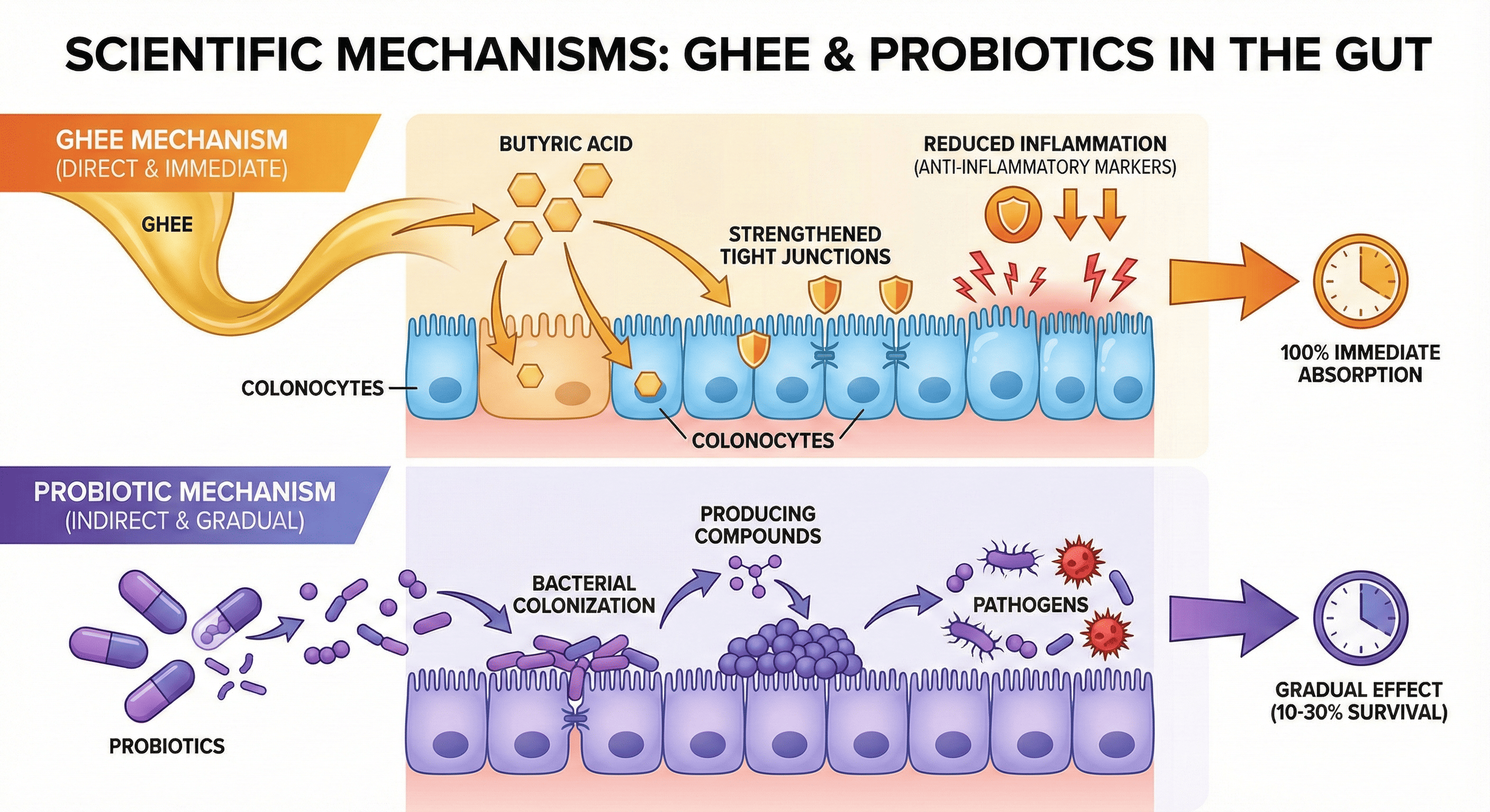How Ghee and Probiotics Work for Gut Health - Scientific Mechanisms