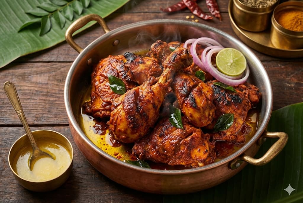 Chicken Ghee Roast Recipe - Authentic Mangalorean Kundapur Style with Pure A2 Ghee