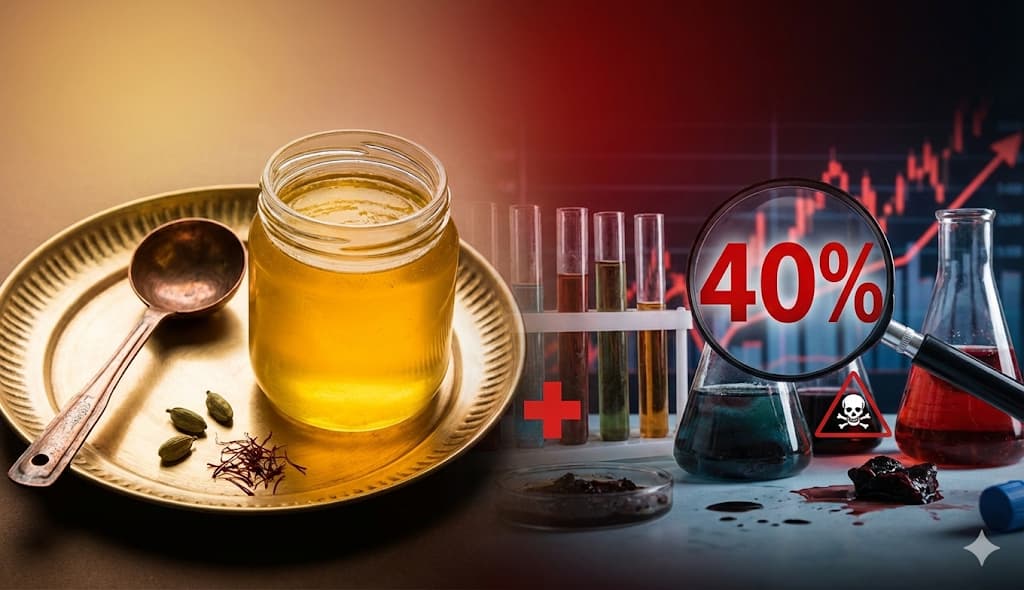 Ghee Adulteration Statistics India - Data showing 40% adulteration rates in FSSAI surveys