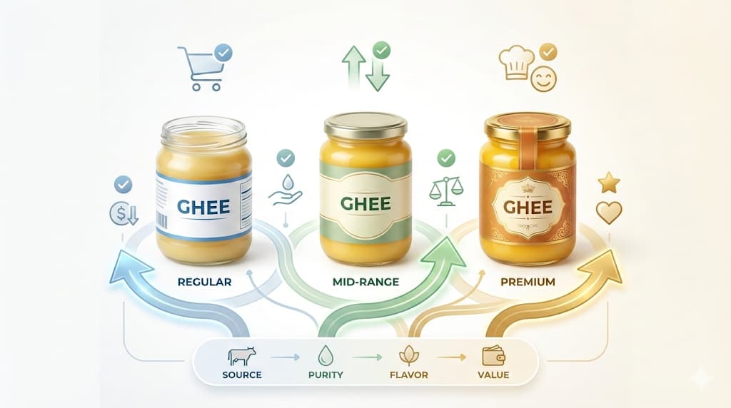 How to Choose the Right Ghee - Complete Buyer's Decision Guide with multiple ghee options and decision factors