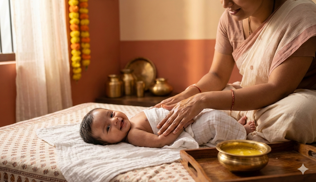 Baby Massage with Ghee - Traditional A2 Ghee Malish for Newborn Skin Care